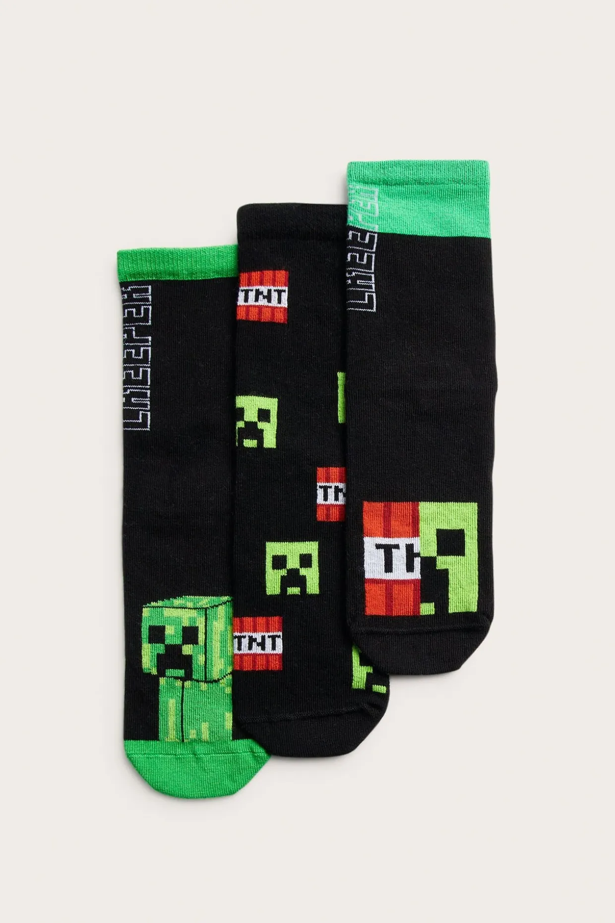 Sukat, Minecraft, 3 paria | Musta | Lapset | Kappahl