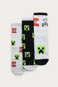 Sukat, Minecraft, 3 paria | Vaaleanharmaa | Lapset | Kappahl