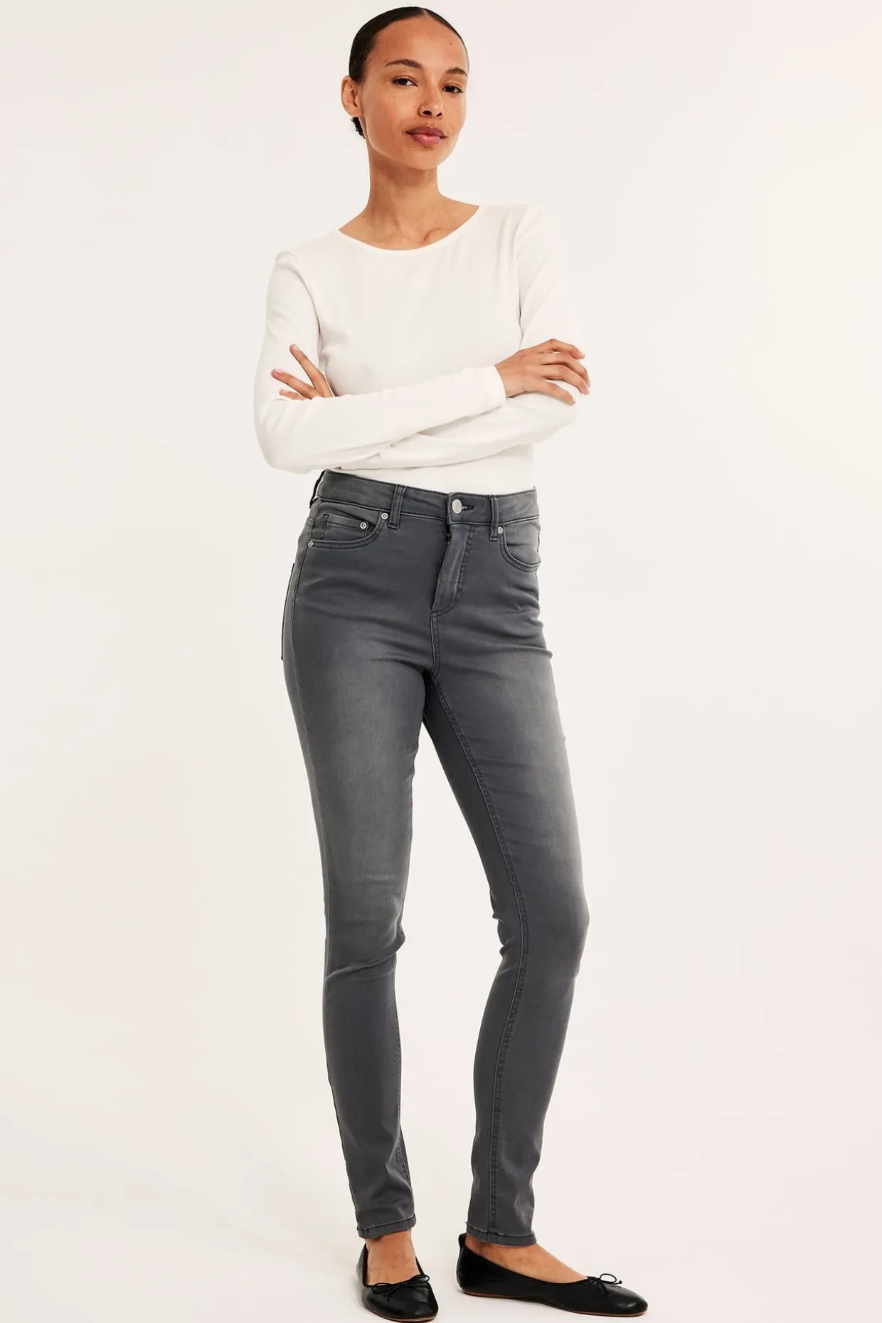 Super slim jeans high waist | Hopeanharmaa | Naiset | Kappahl