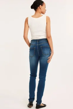 Super slim jeans high waist long leg | Tumma denim | Naiset | Kappahl
