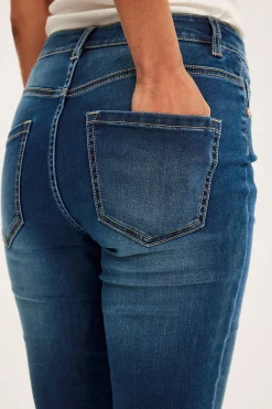 Super slim jeans high waist long leg | Tumma denim | Naiset | Kappahl