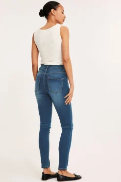Super slim jeans high waist | Tumma denim | Naiset | Kappahl