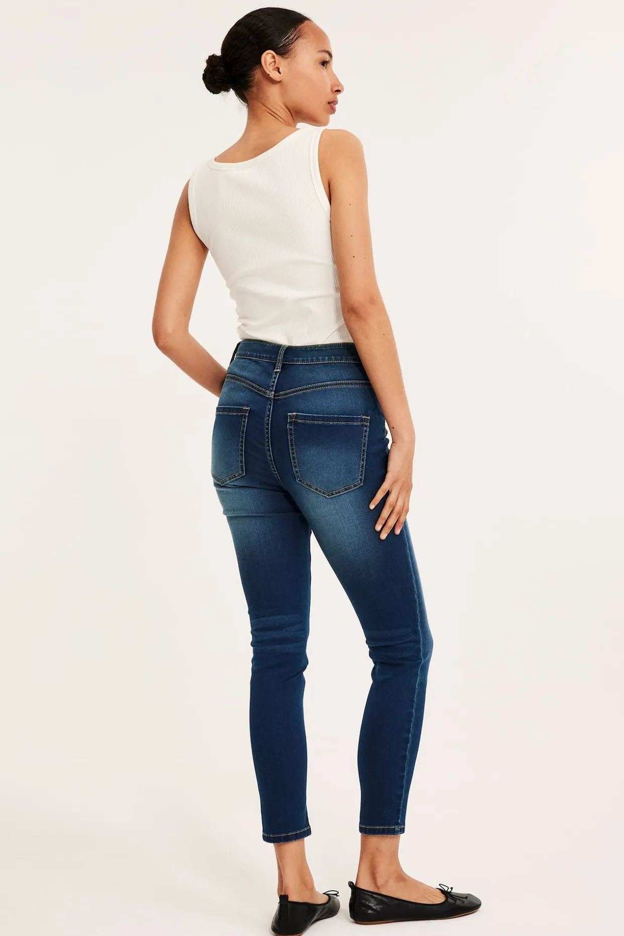 Super slim jeans short leg | Tumma denim | Naiset | Kappahl