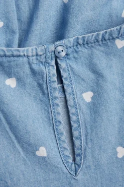 Sydänkuvioinen paitapusero pehmeästä farkkukankaasta | Vaalea denim | Lapset | Kappahl