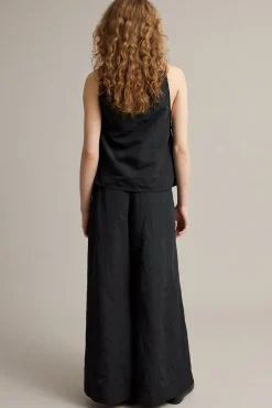 Tekstuuripintaiset housut wide fit | Musta | Naiset | Kappahl
