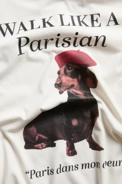 T-paita, jossa on painatus ”Je t'aime Paris” | Valkoinen | Naiset | Kappahl