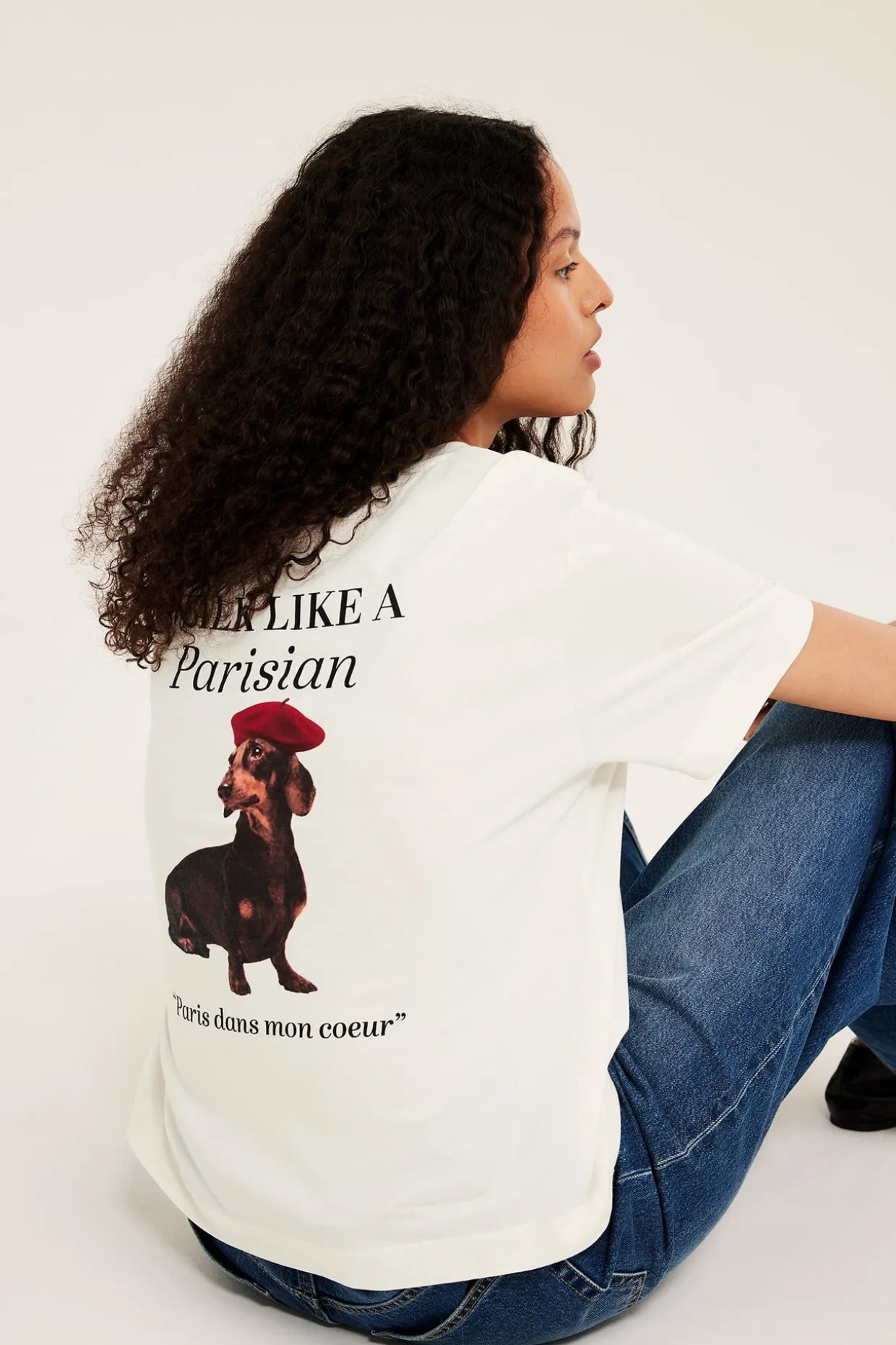 T-paita, jossa on painatus ”Je t'aime Paris” | Valkoinen | Naiset | Kappahl