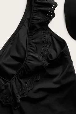 Uimapuku, jossa röyhelö | Musta | Naiset | Kappahl