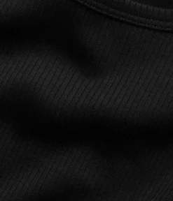 Vartalonmyötäinen ribattu paita puuvillasta | Musta | Naiset | Kappahl