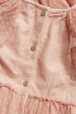 Verkkokankainen röyhelösomisteinen mekko | Pinkki | Lapset | Newbie