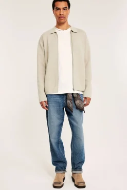 Vetoketjullinen neuletakki | Meleerattu beige | Miehet | Kappahl