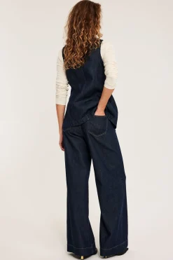Wide jeans high waist | Tumma denim | Naiset | Kappahl