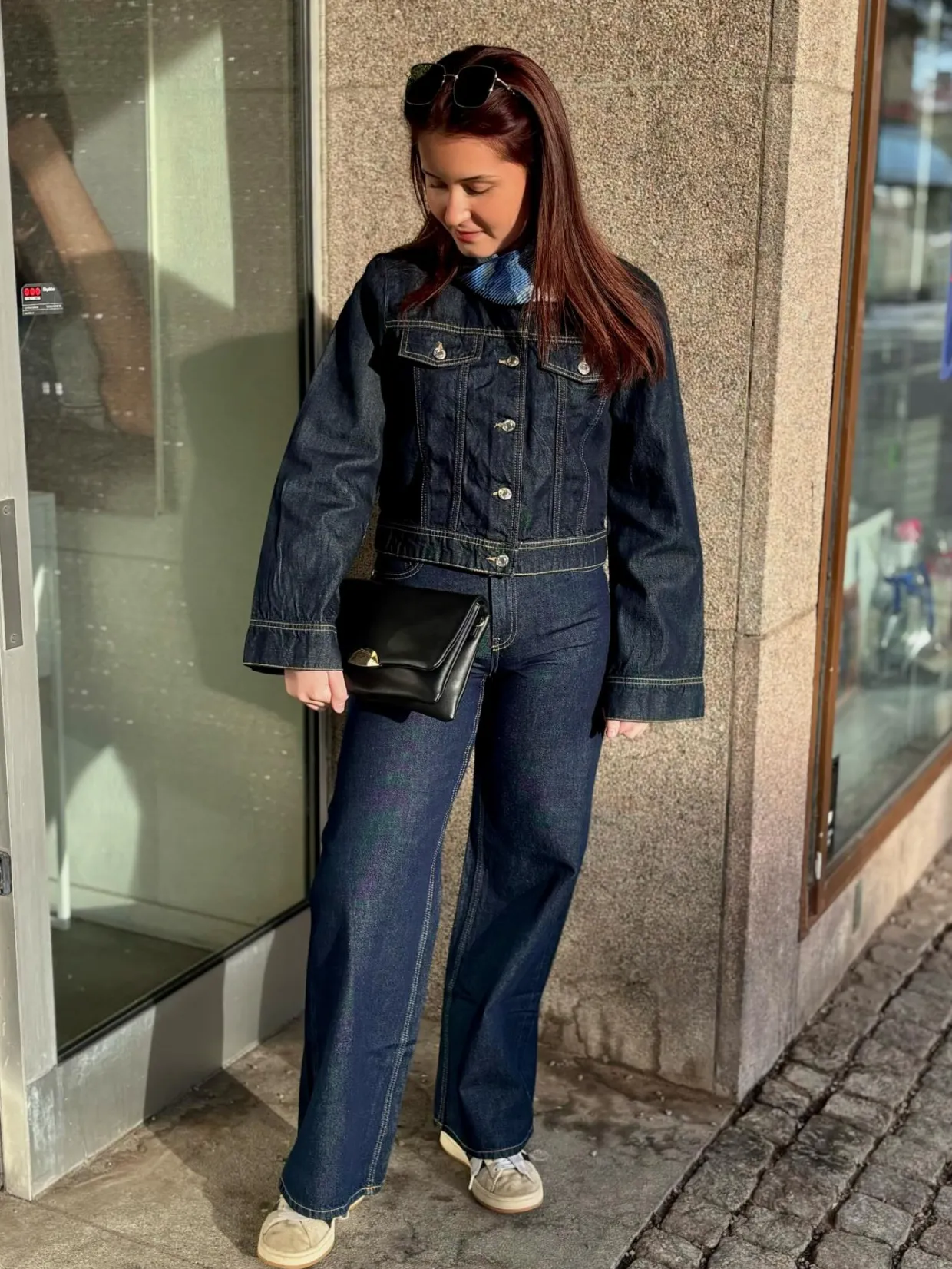Wide jeans high waist | Tumma denim | Naiset | Kappahl