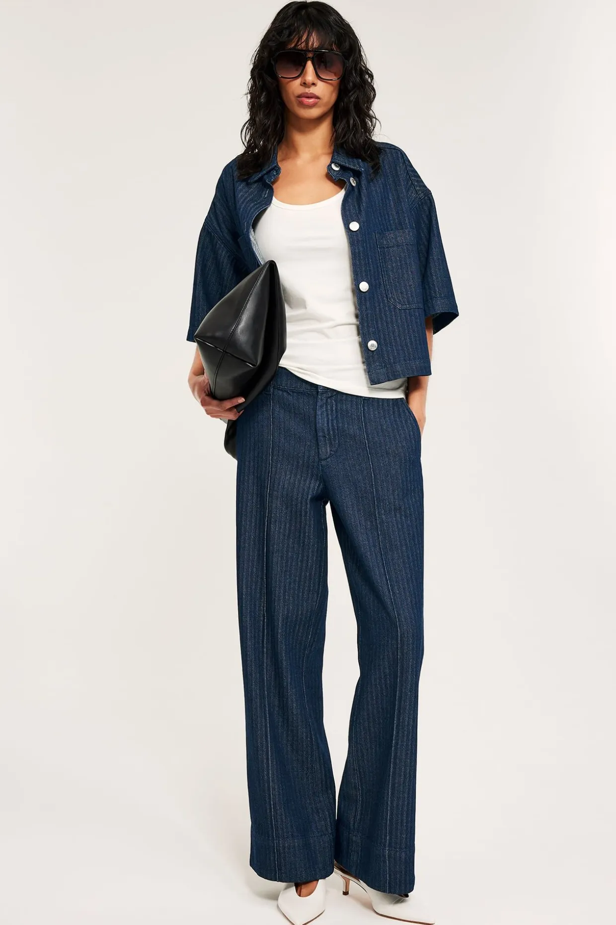Wide jeans high waist | Tumma denim | Naiset | Kappahl