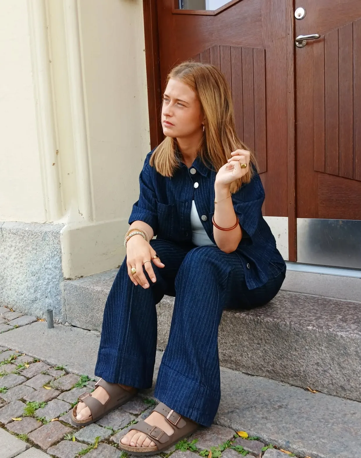 Wide jeans high waist | Tumma denim | Naiset | Kappahl