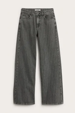 Wide jeans high waist | Tummanharmaa | Naiset | Kappahl
