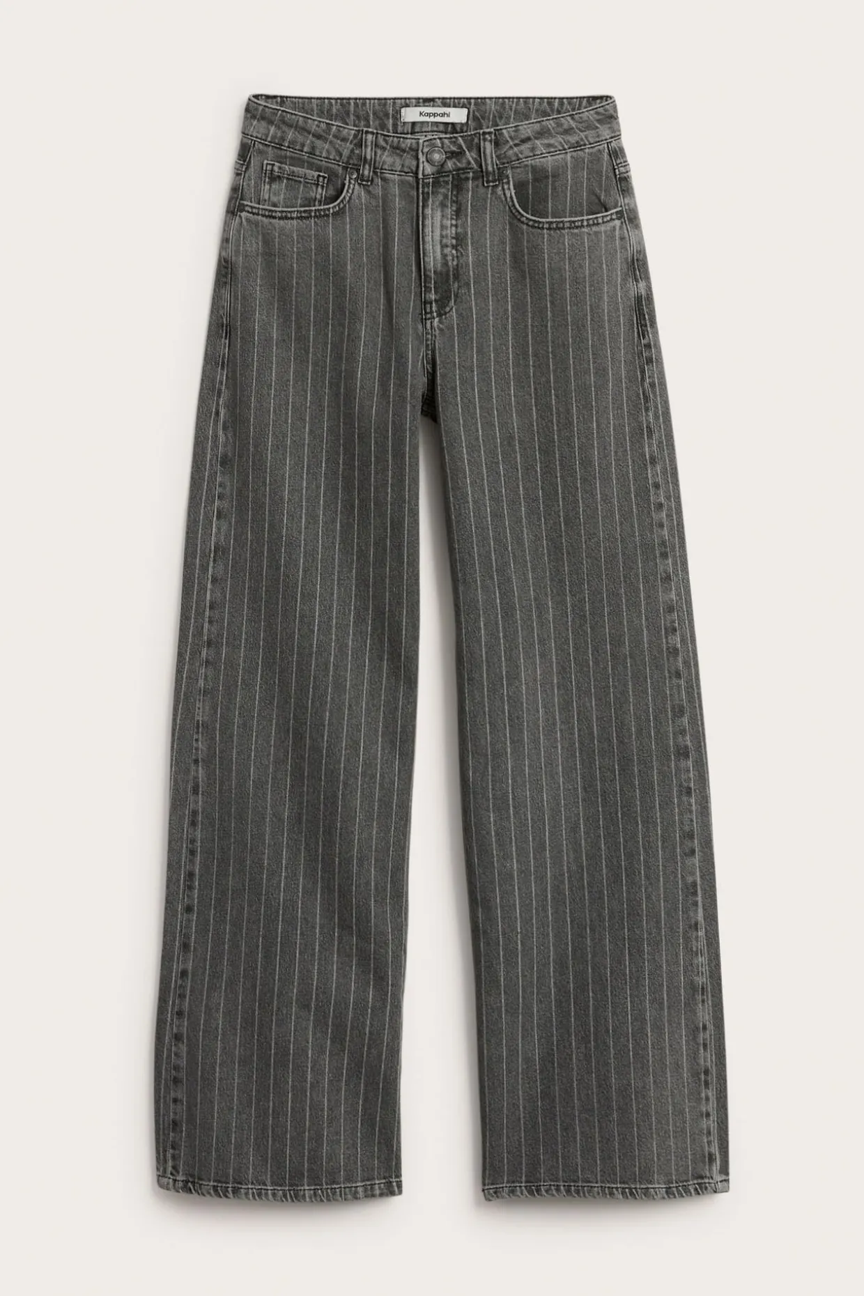Wide jeans high waist | Tummanharmaa | Naiset | Kappahl