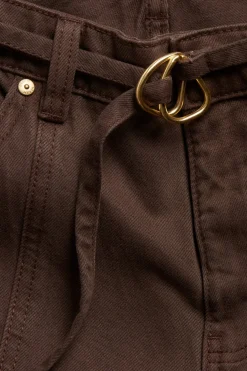 Wide jeans high waist | Tummanruskea | Naiset | Kappahl
