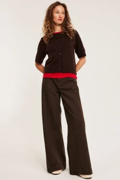 Wide jeans high waist | Tummanruskea | Naiset | Kappahl