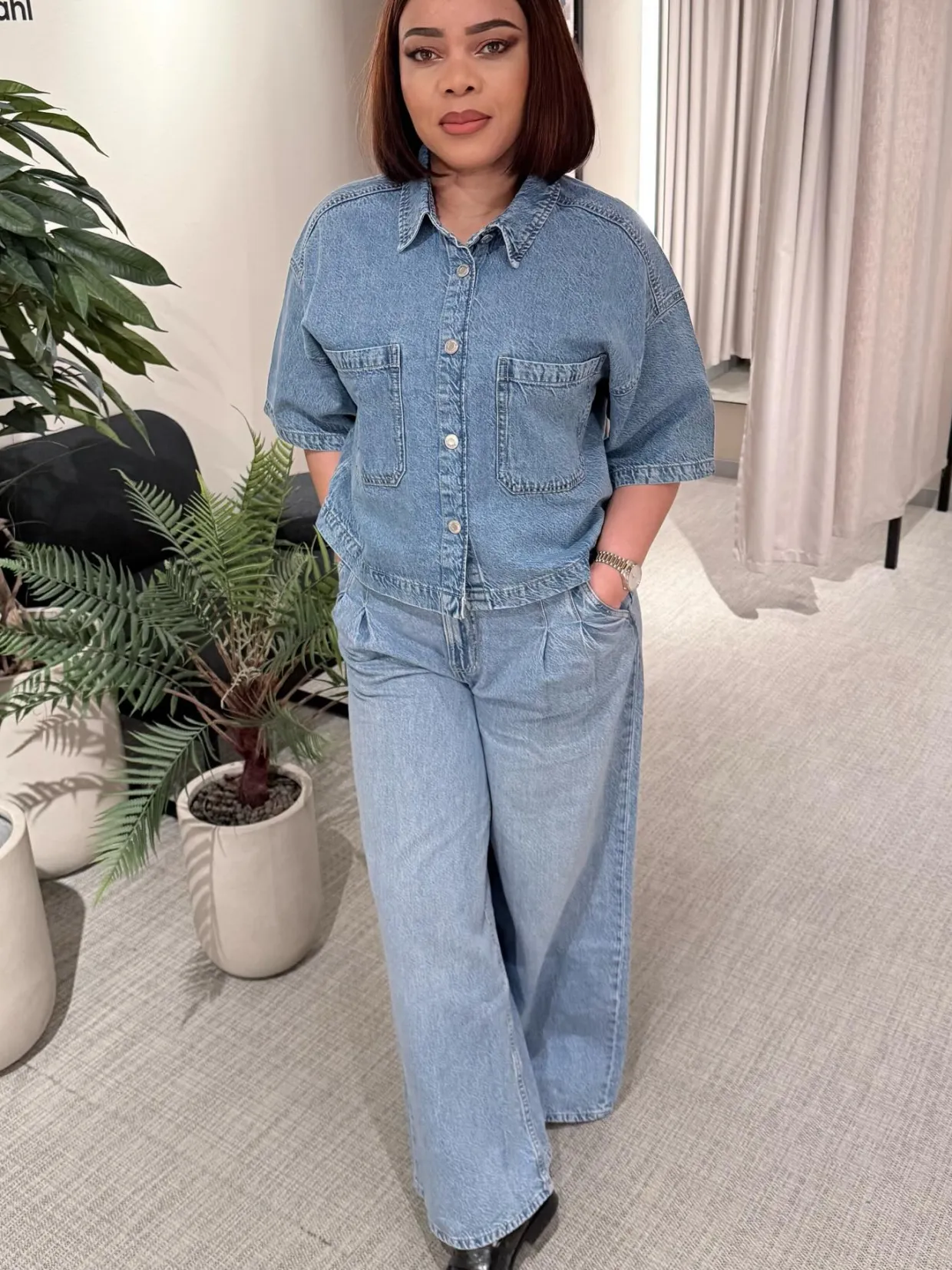 Wide jeans high waist | Vaalea denim | Naiset | Kappahl