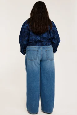 Wide jeans high waist | Vaalea denim | Naiset | Kappahl