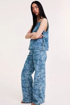 Wide jeans high waist | Vaalea denim | Naiset | Kappahl