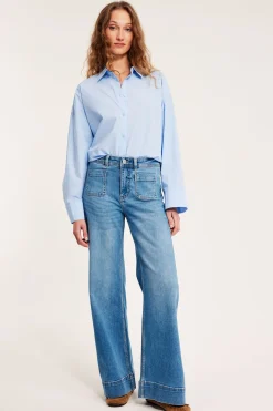 Wide jeans high waist | Vaalea denim | Naiset | Kappahl