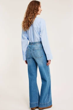 Wide jeans high waist | Vaalea denim | Naiset | Kappahl