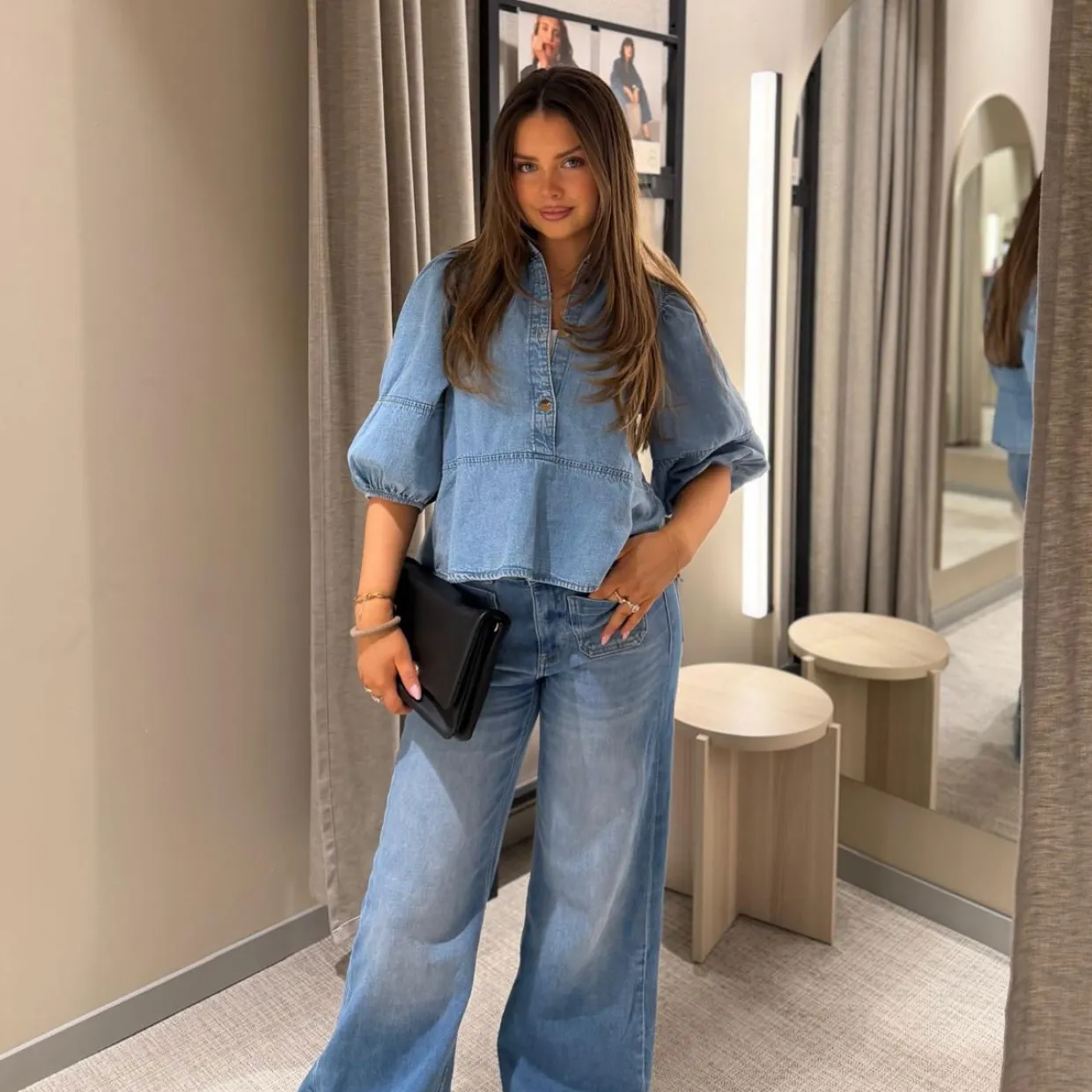 Wide jeans high waist | Vaalea denim | Naiset | Kappahl