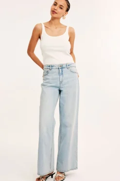 Wide jeans high waist | Vaalea denim | Naiset | Kappahl