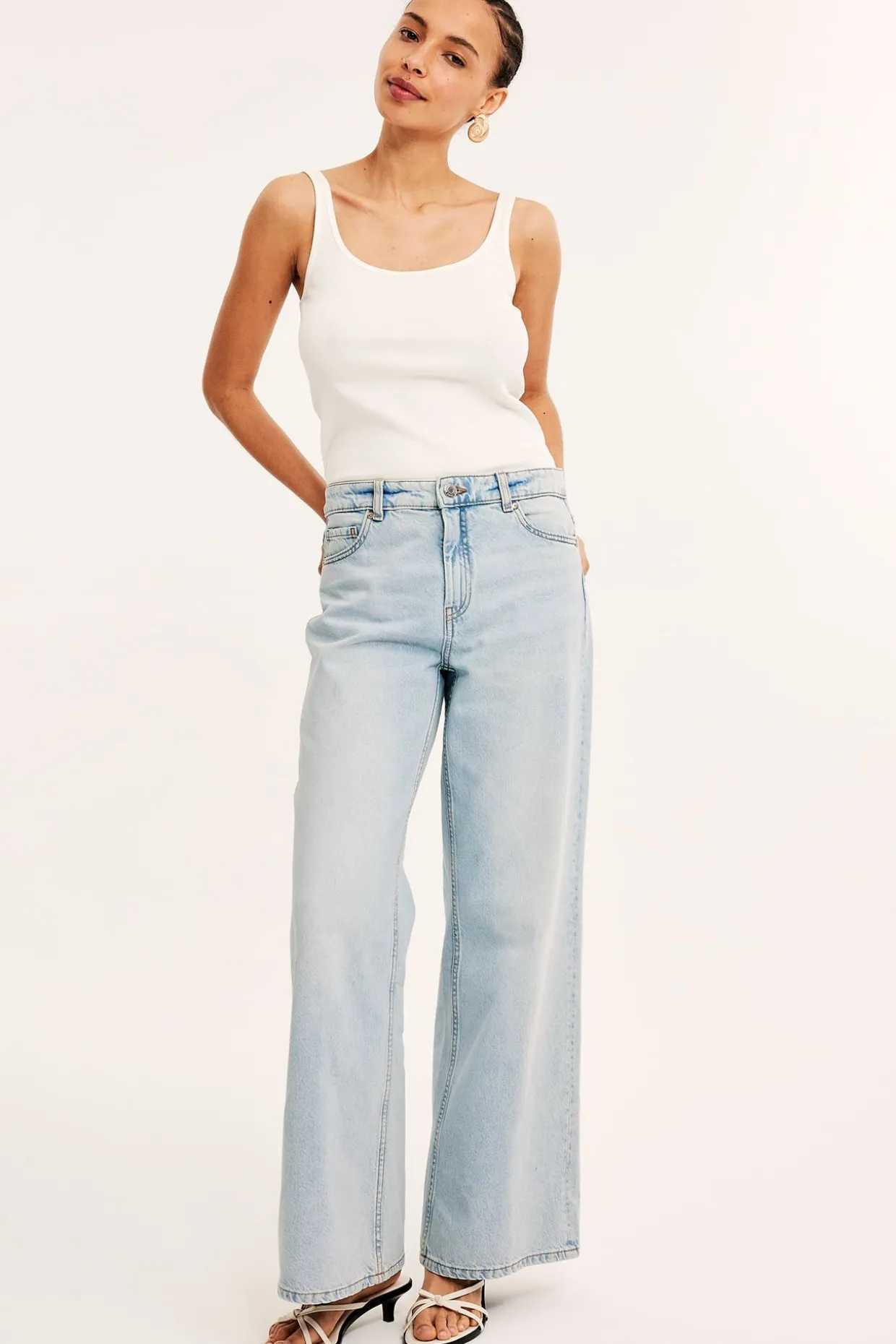 Wide jeans high waist | Vaalea denim | Naiset | Kappahl