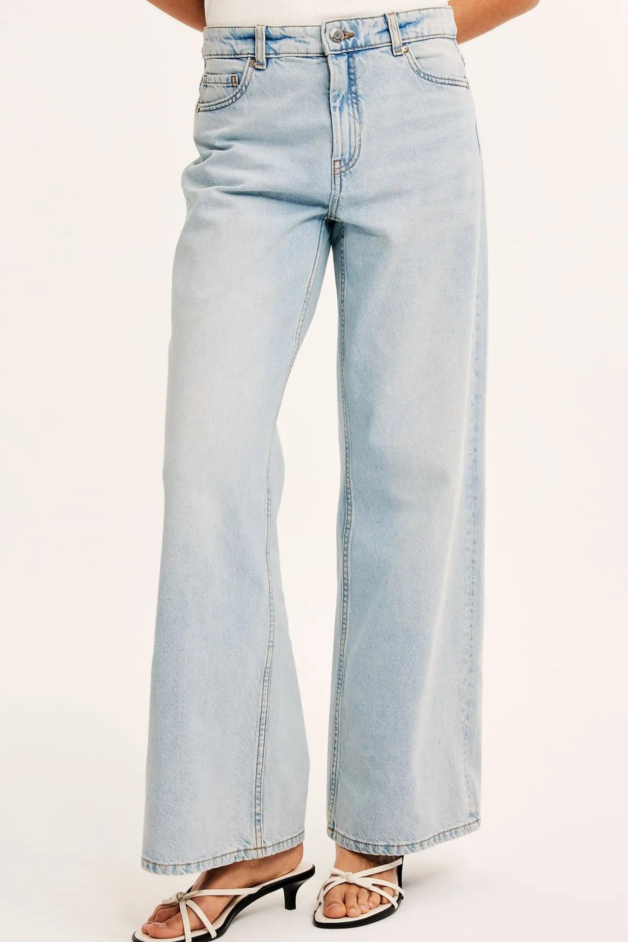 Wide jeans high waist | Vaalea denim | Naiset | Kappahl