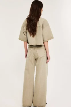Wide jeans high waist | Vaaleanruskea | Naiset | Kappahl