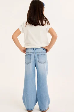 Wide jeans mid waist | Vaalea denim | Lapset | Kappahl