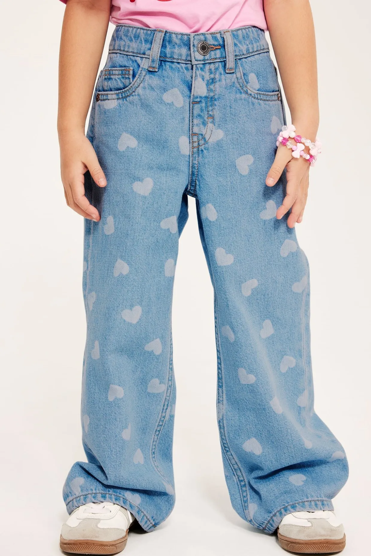 Wide jeans mid waist | Vaalea denim | Lapset | Kappahl