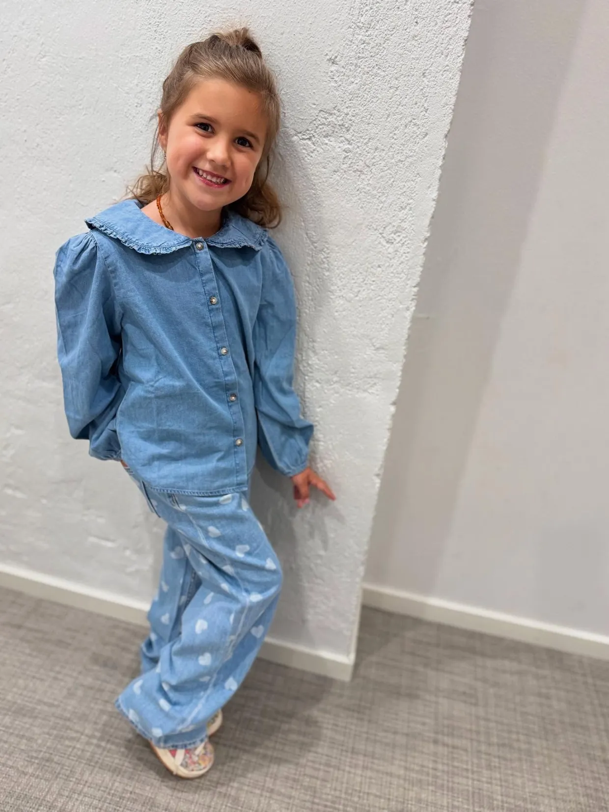 Wide jeans mid waist | Vaalea denim | Lapset | Kappahl
