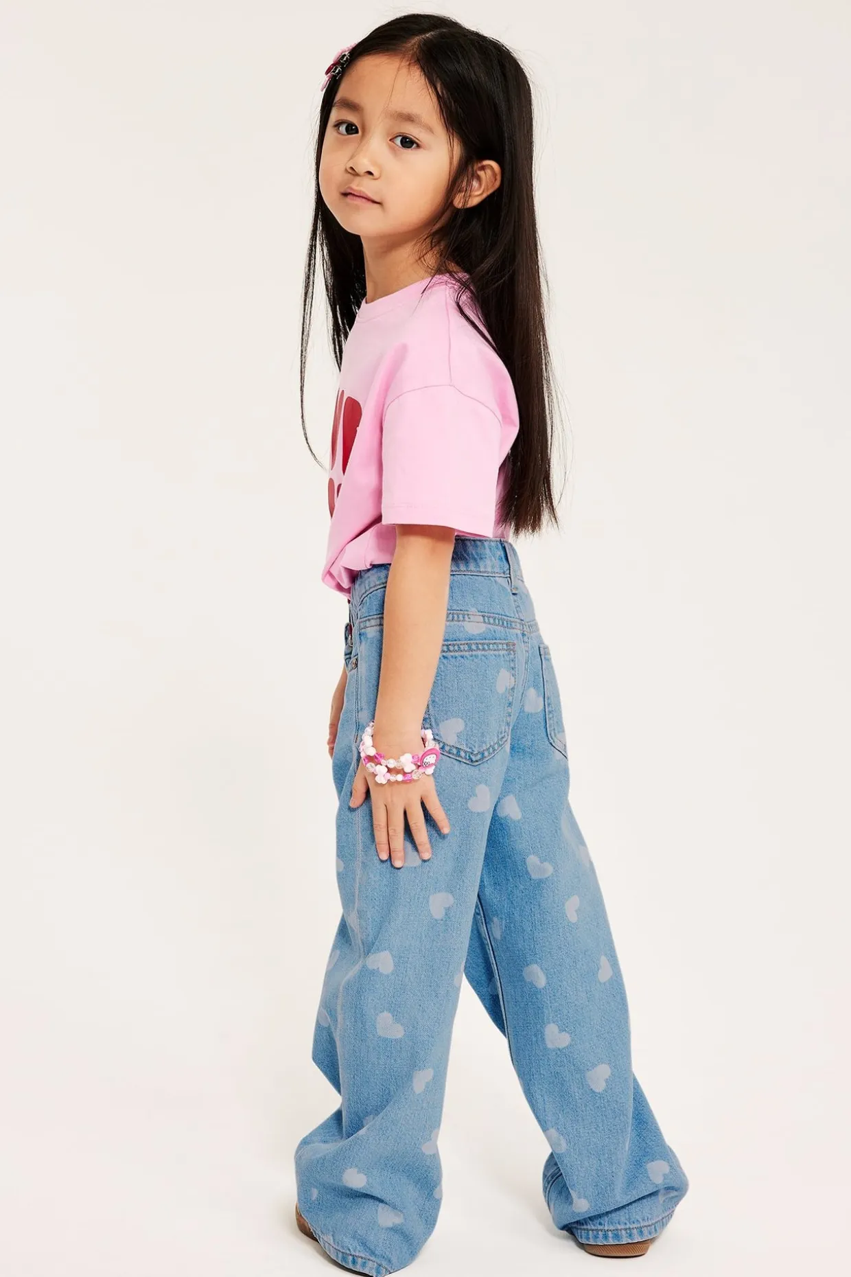 Wide jeans mid waist | Vaalea denim | Lapset | Kappahl